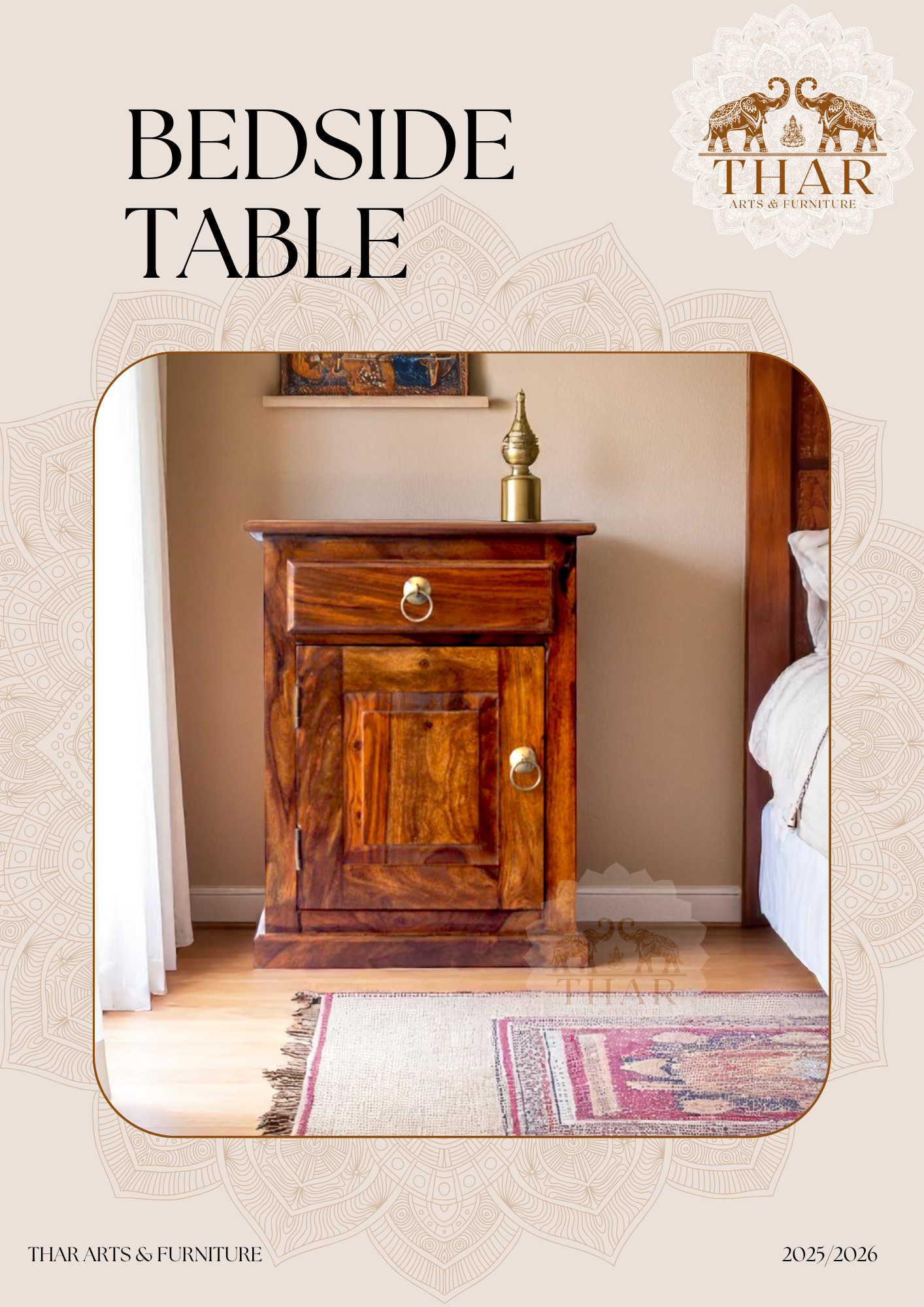 Thar Arts And Furniture - Sheesham Bedside with storage