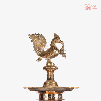 Brass Peacock Design Oil Lamp