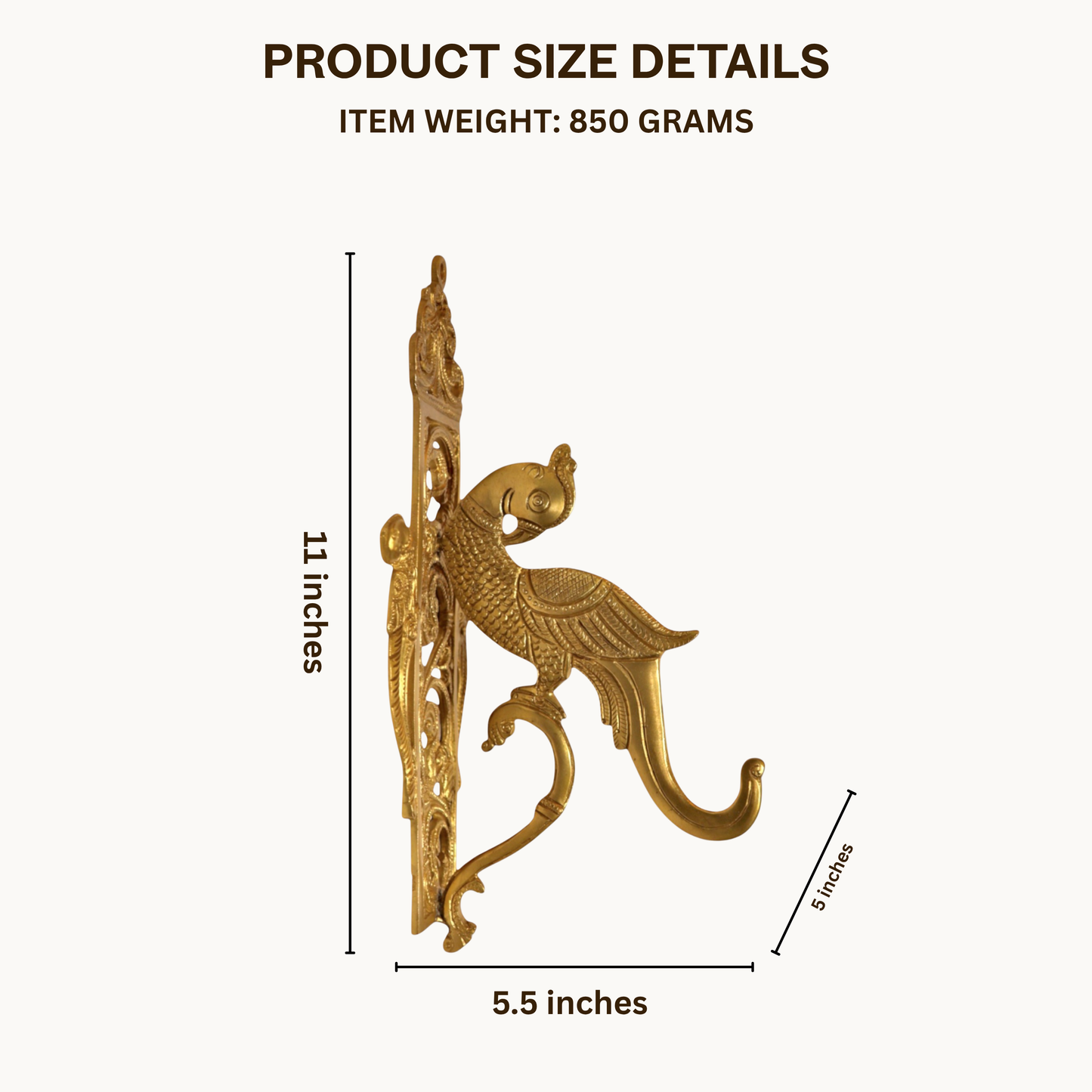 Thar Arts And Furniture -Brass Wall Hanging Parrot Bracket