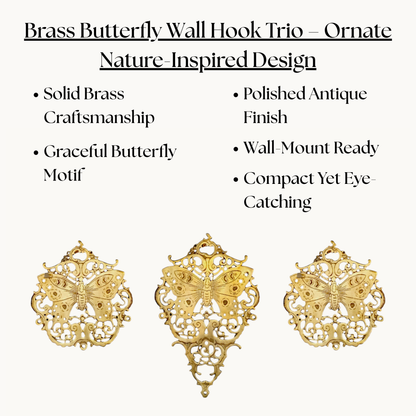 Thar Arts And Furniture - Brass Butterfly Wall Panel Set of Three