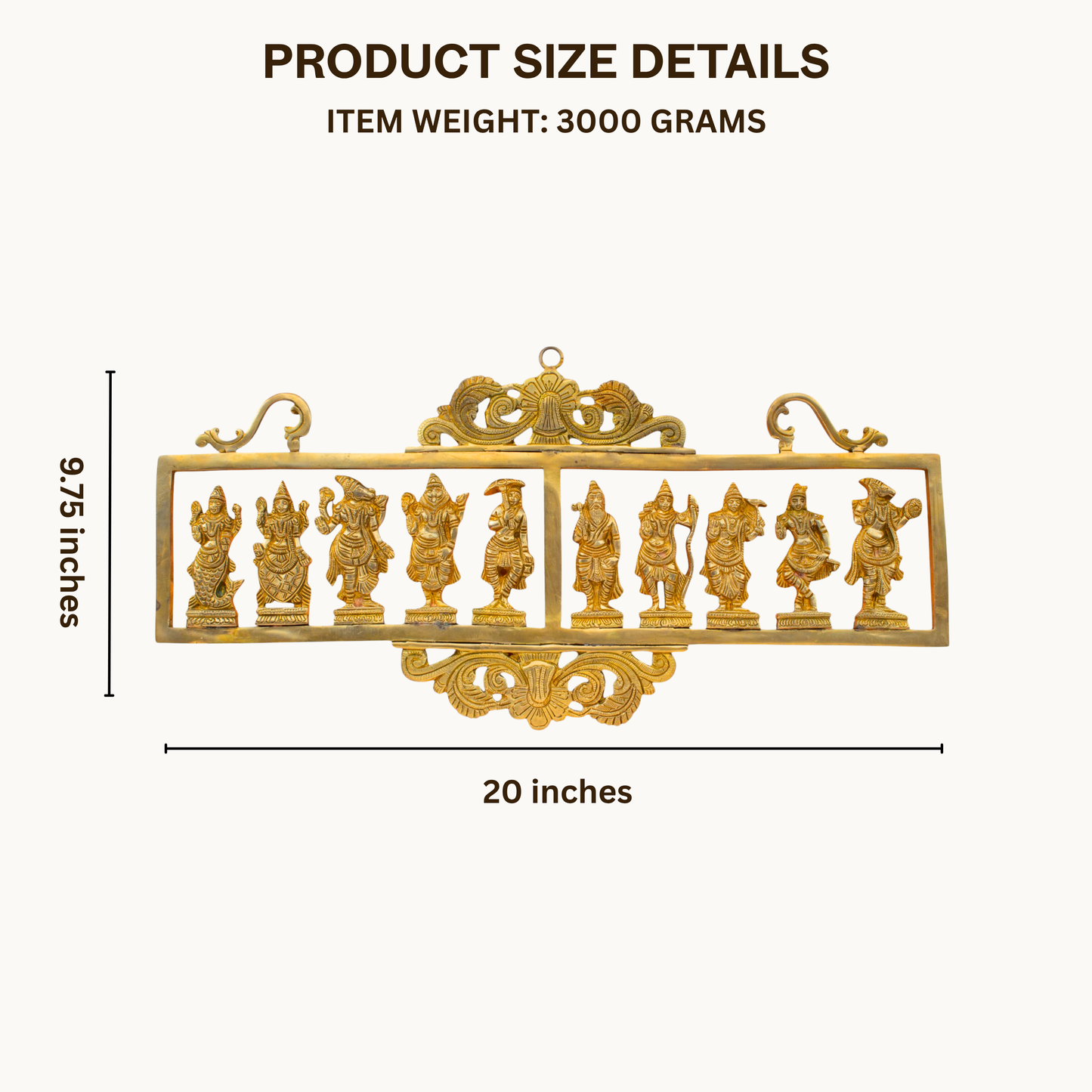 Brass Dashavatar Wall Hanging – The Ten Incarnations of Vishnu | Thar Arts & Furniture