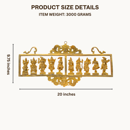 Brass Dashavatar Wall Hanging – The Ten Incarnations of Vishnu | Thar Arts & Furniture