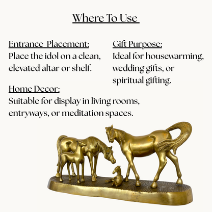 Thar Arts And Furniture - Brass Horse Family Statue