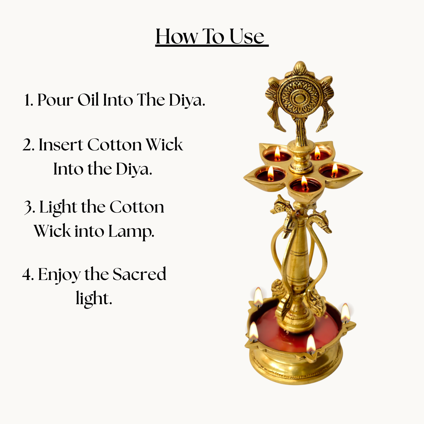 Thar Arts And Furniture - Brass Shankh and Chakra Lamp Set