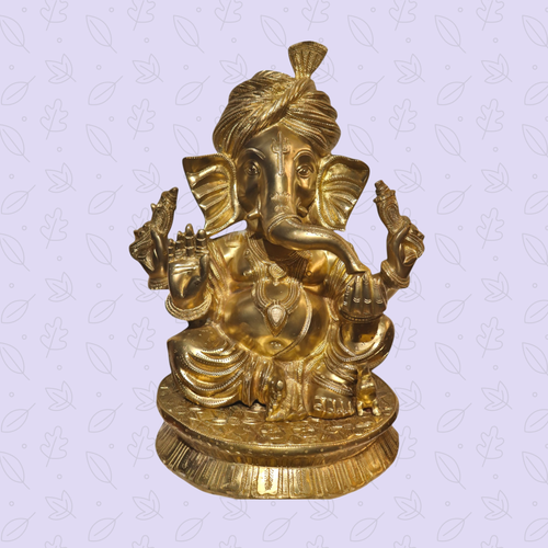 Brass Pagadi Ganesha Statue – Turban Ganesh Idol for Pooja & Decor