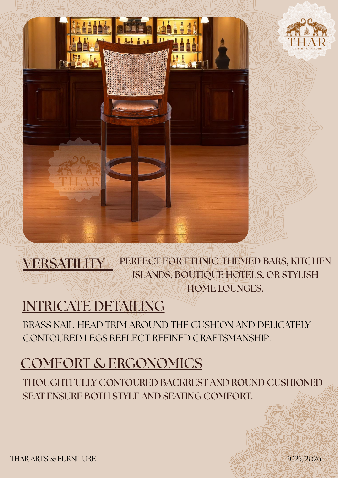 Thar Arts And Furniture - Cane Patio Bar Chair