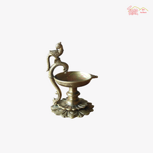 Brass Parrot lamp with flower base