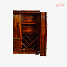 Wooden Storage Cabinet for Wine Bottles and Glasses