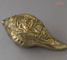 Brass Shankh With Vishnu Lakshmi