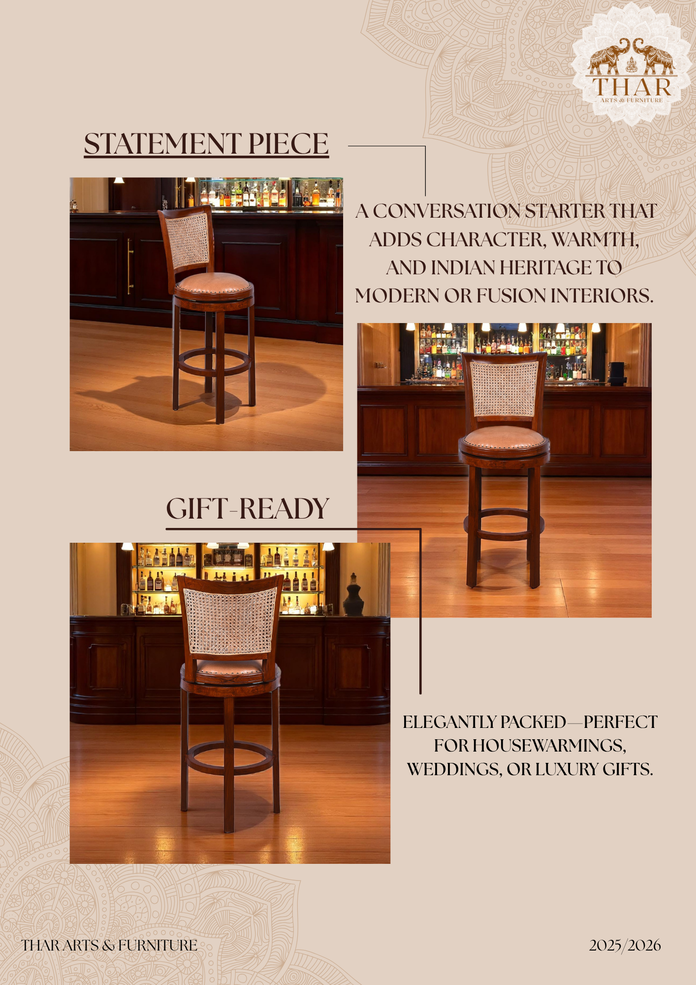 Thar Arts And Furniture - Cane Patio Bar Chair
