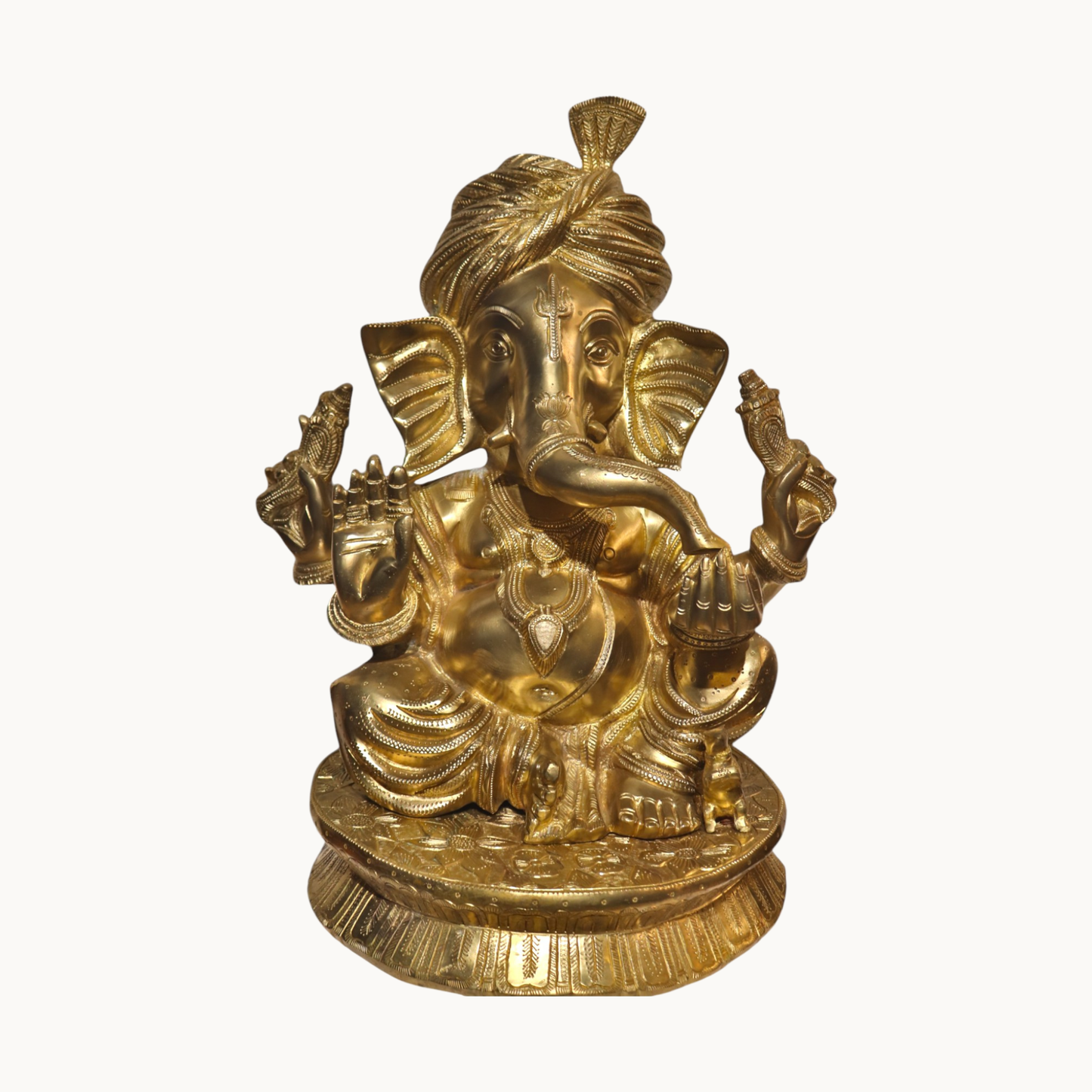 Brass Pagadi Ganesha Statue – Turban Ganesh Idol for Pooja & Decor