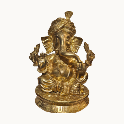 Brass Pagadi Ganesha Statue – Turban Ganesh Idol for Pooja & Decor
