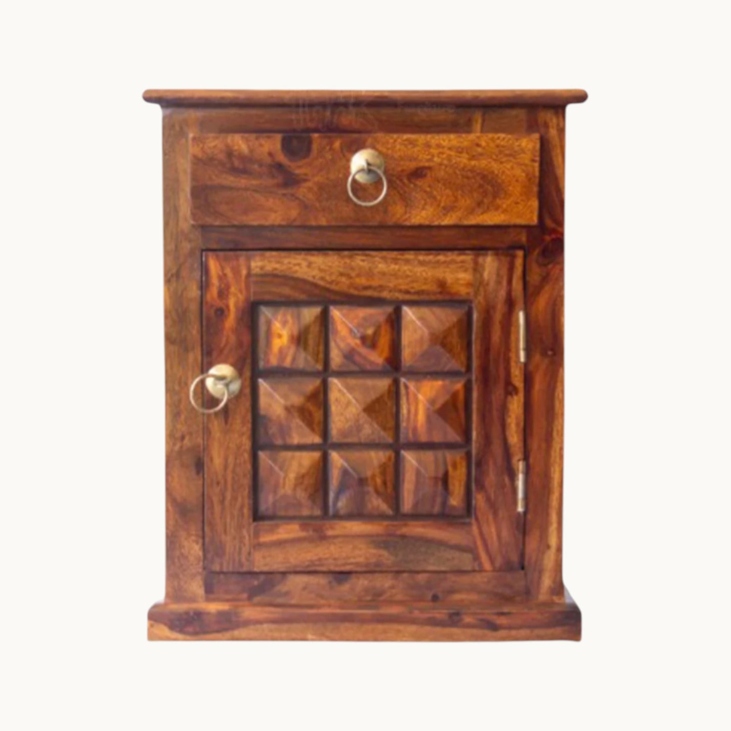 Thar Arts And Furniture - Sheesham Bedside with storage and checkerbox design