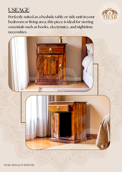 Thar Arts And Furniture - Sheesham Bedside with storage