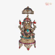 Brass Ganesha Stone Work