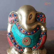 Brass Ganesha Stone Work