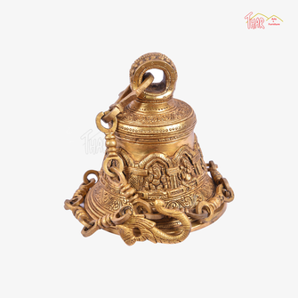 Brass Decorative Wall Hanging Bell With Chain & Hook