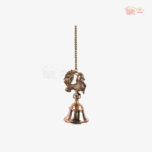Brass Temple Hanging Bell In Peacock Design