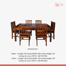 Sheesham Wood Dining table set with six chairs