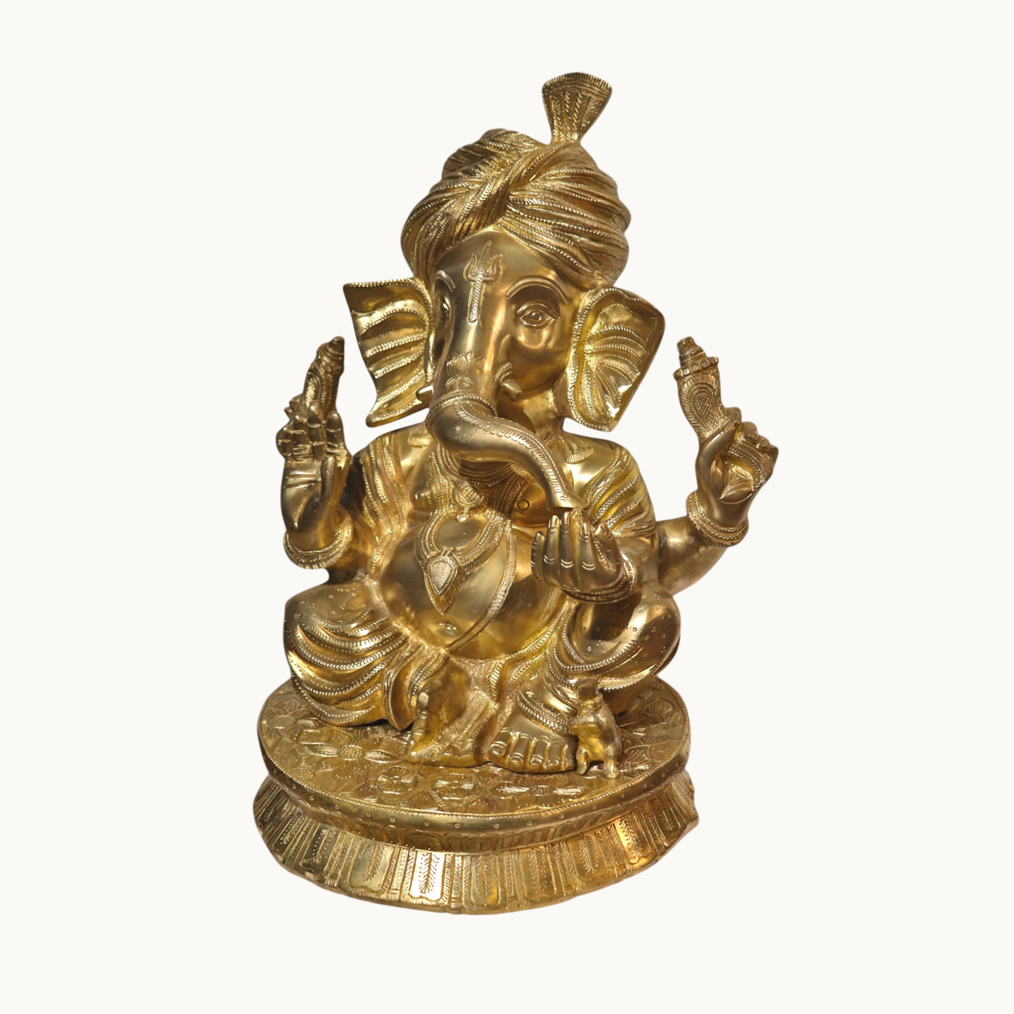 Brass Pagadi Ganesha Statue – Turban Ganesh Idol for Pooja & Decor