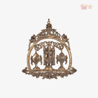 Brass Balaji Idol With Shankh Chakra Wall Hanging