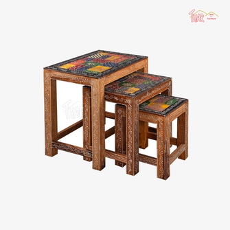 Wooden Nest Of Tables Mango Wood