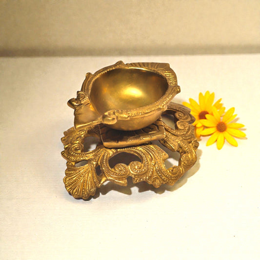 Brass Deepam Jalli Base – Traditional Oil Lamp for Pooja & Home Decor | Thar Arts & Furniture