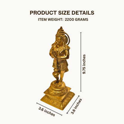 Thar Arts And Furniture - Handcrafted Brass Hanuman Idol | Standing Murti for Pooja Room & Spiritual Décor