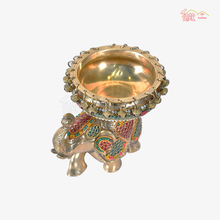 Brass Urli Bowl On Elephant With Bells