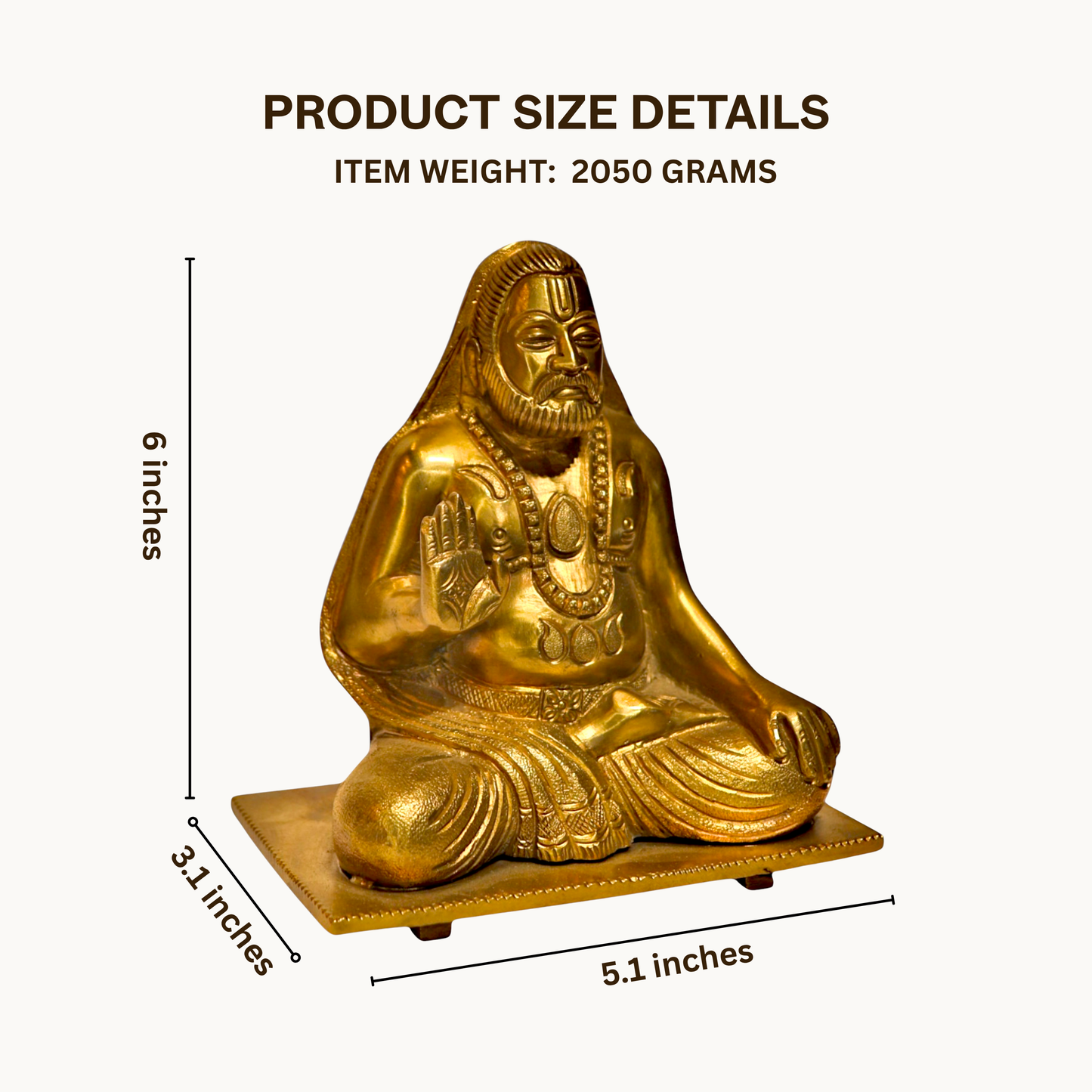 Thar Arts And Furniture - Bronze Raghvendra Statue