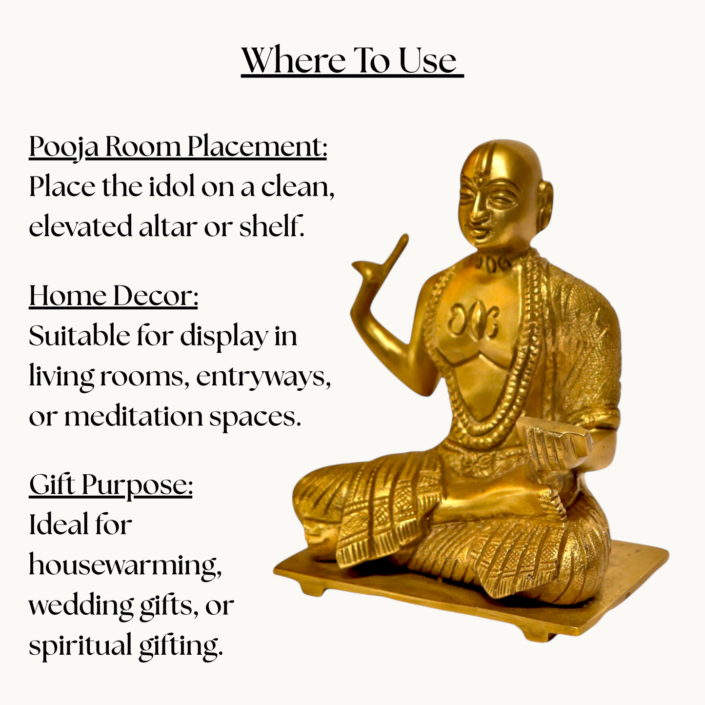 Thar Arts And Furniture - Madhvacharya Brass Idol