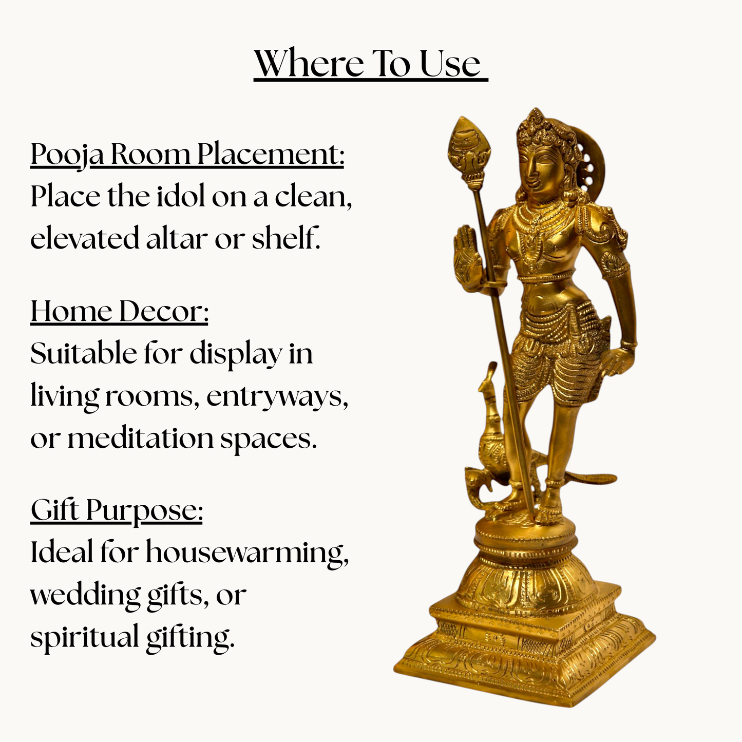 Thar Arts and Furniture- Brass Murgan / Kartikey Brass Idol