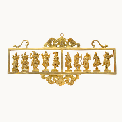 Brass Dashavatar Wall Hanging – The Ten Incarnations of Vishnu | Thar Arts & Furniture