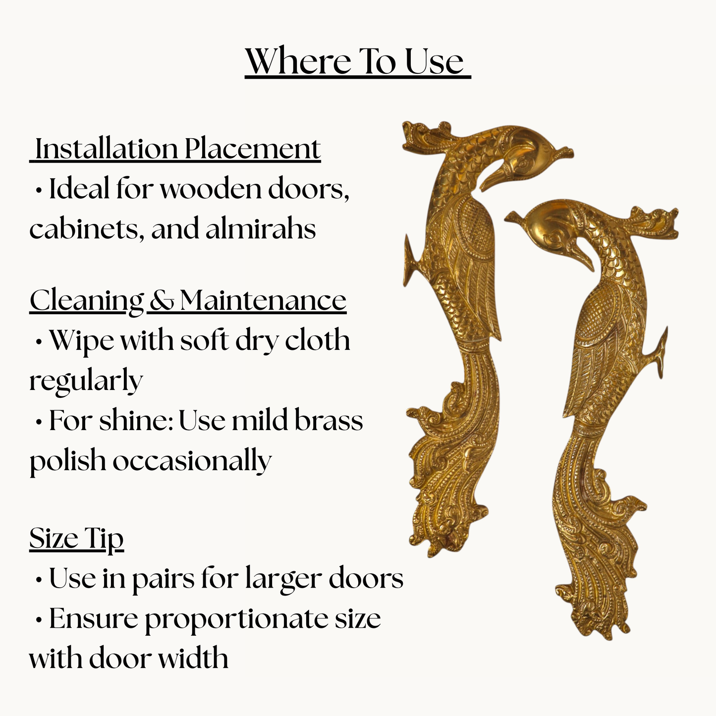 Thar Arts And Furniture - Peacock Design Brass Door Handle