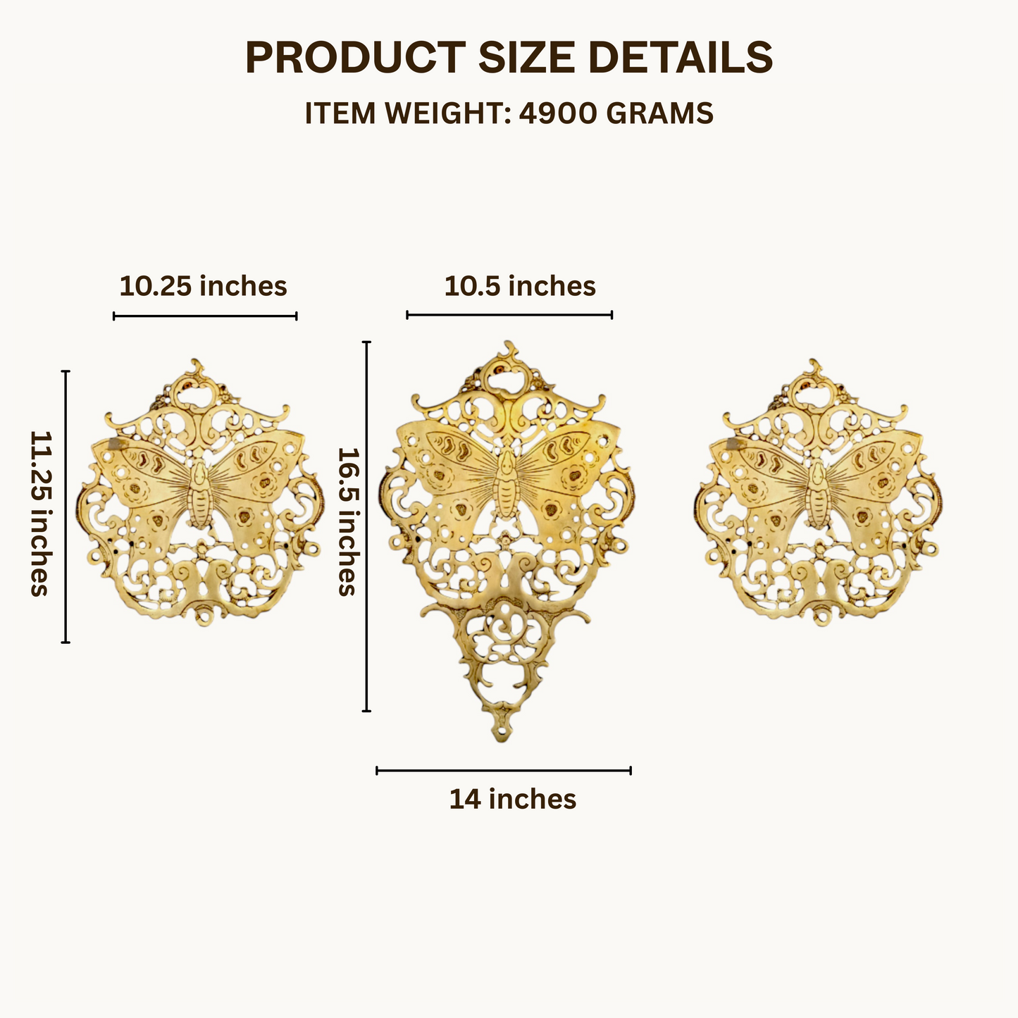 Thar Arts And Furniture - Brass Butterfly Wall Panel Set of Three