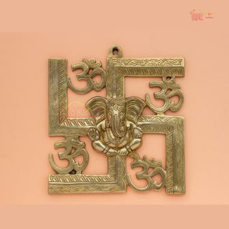 Brass Om Swastik Ganesha Wall Hanging Symbol
