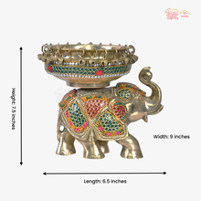 Brass Urli Bowl On Elephant With Bells
