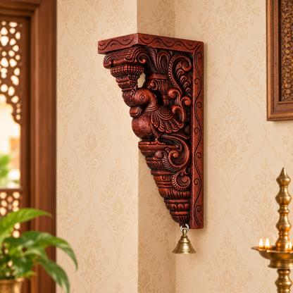 12" Handcrafted Wooden Parrot Wall Bracket – Traditional Carved Corbel