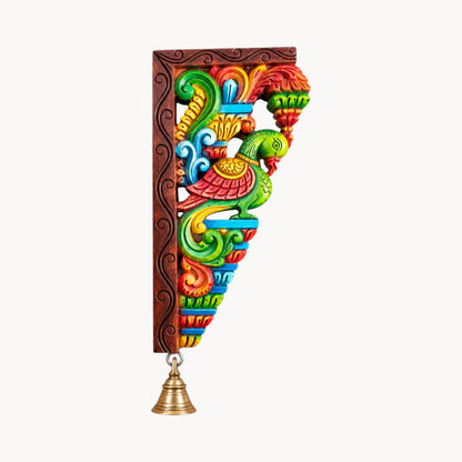 12" Handcrafted Multicolour Wooden Parrot Wall Bracket