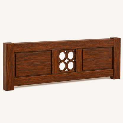 Solid Sheesham Wood Bed – Circular Geometric Design