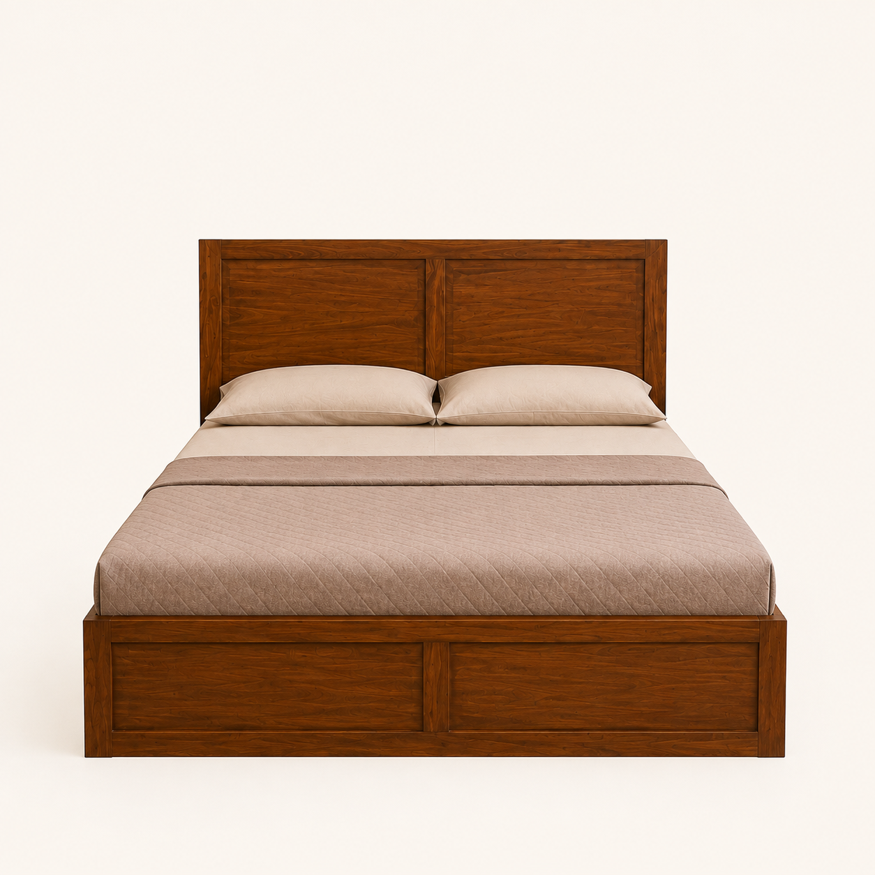 Solid Sheesham Wood Bed – Classic Panelled Design