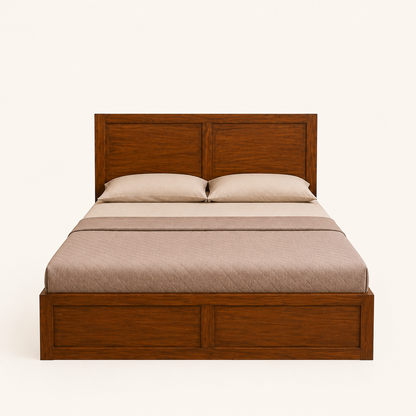 Solid Sheesham Wood Bed – Classic Panelled Design