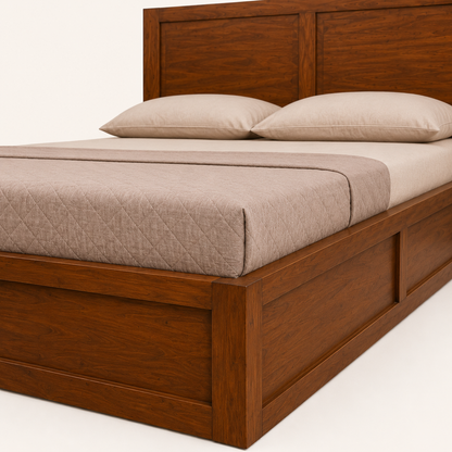 Solid Sheesham Wood Bed – Classic Panelled Design