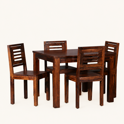 Solid Sheesham Wood Dining Table Set – 4 Seater | Minimalist Modern Design