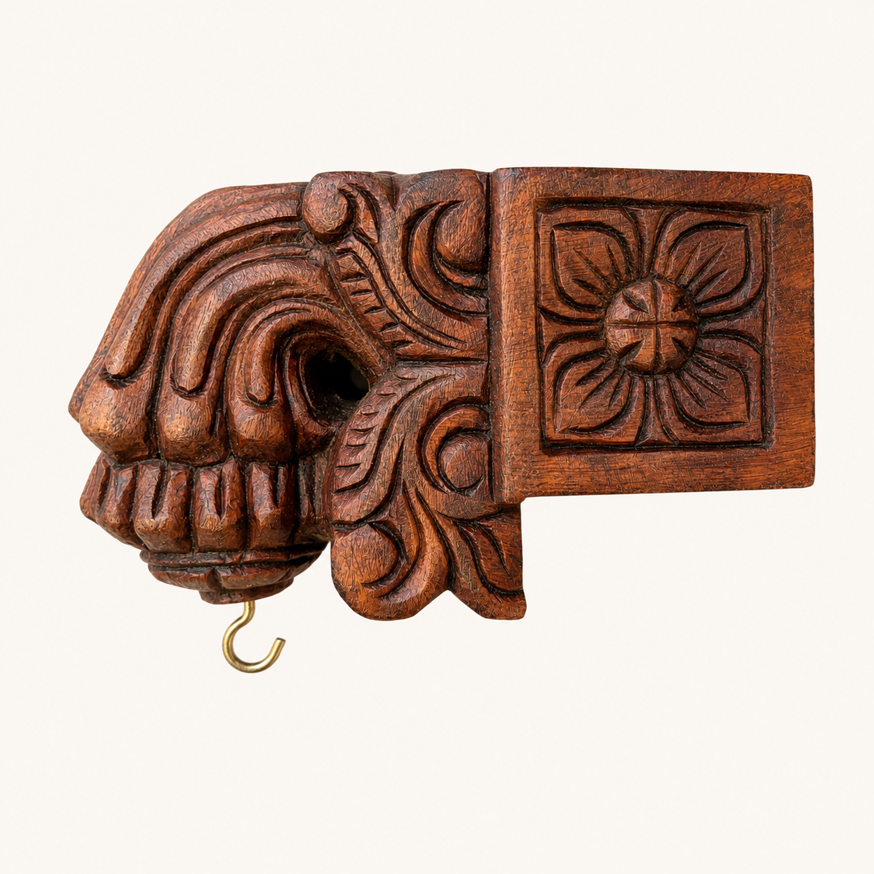 7 Inch Hand-Carved Wooden Wall Bracket | Rosewood Finish Corbel