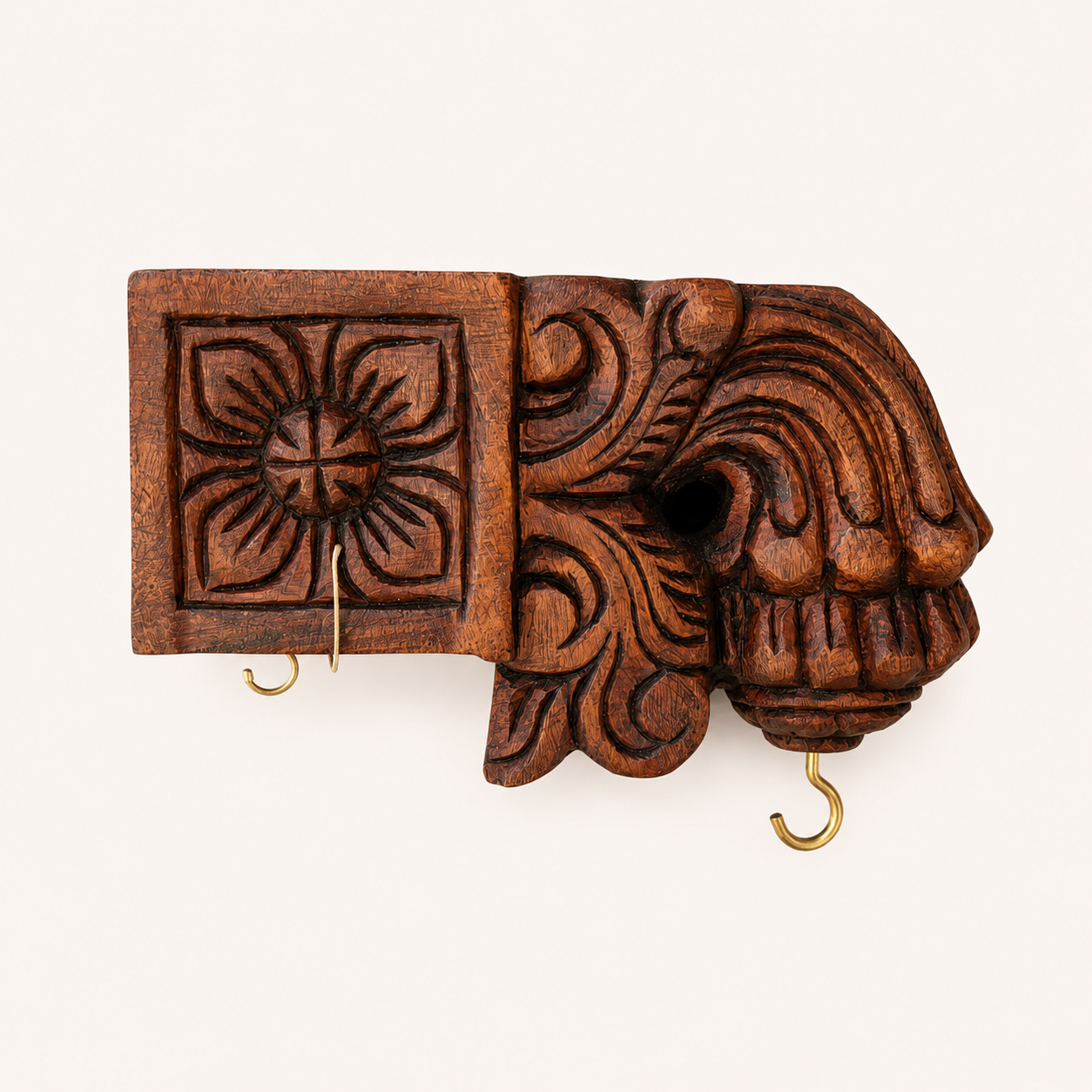 7 Inch Hand-Carved Wooden Wall Bracket | Rosewood Finish Corbel