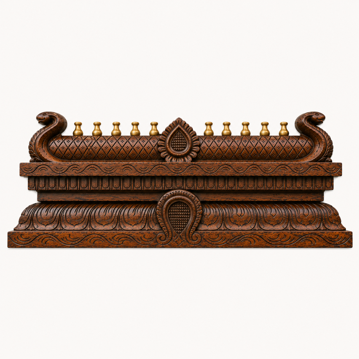 Hand-Carved Gopuram Wooden Wall Panel with Kalash | Traditional Temple Wall Décor