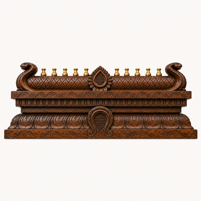 Hand-Carved Gopuram Wooden Wall Panel with Kalash | Traditional Temple Wall Décor