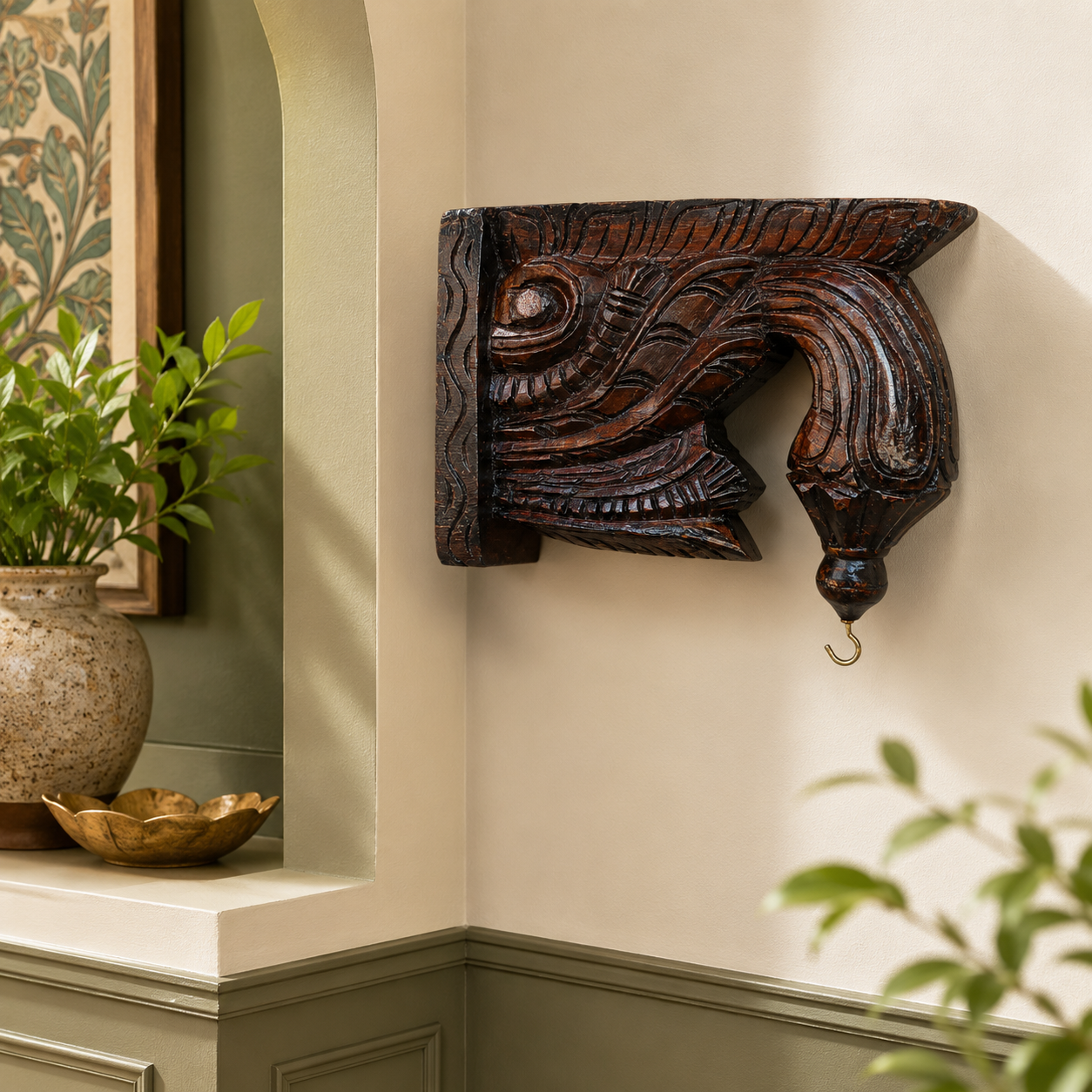 7″ Wooden Wall Bracket – Handcrafted Decorative Shelf