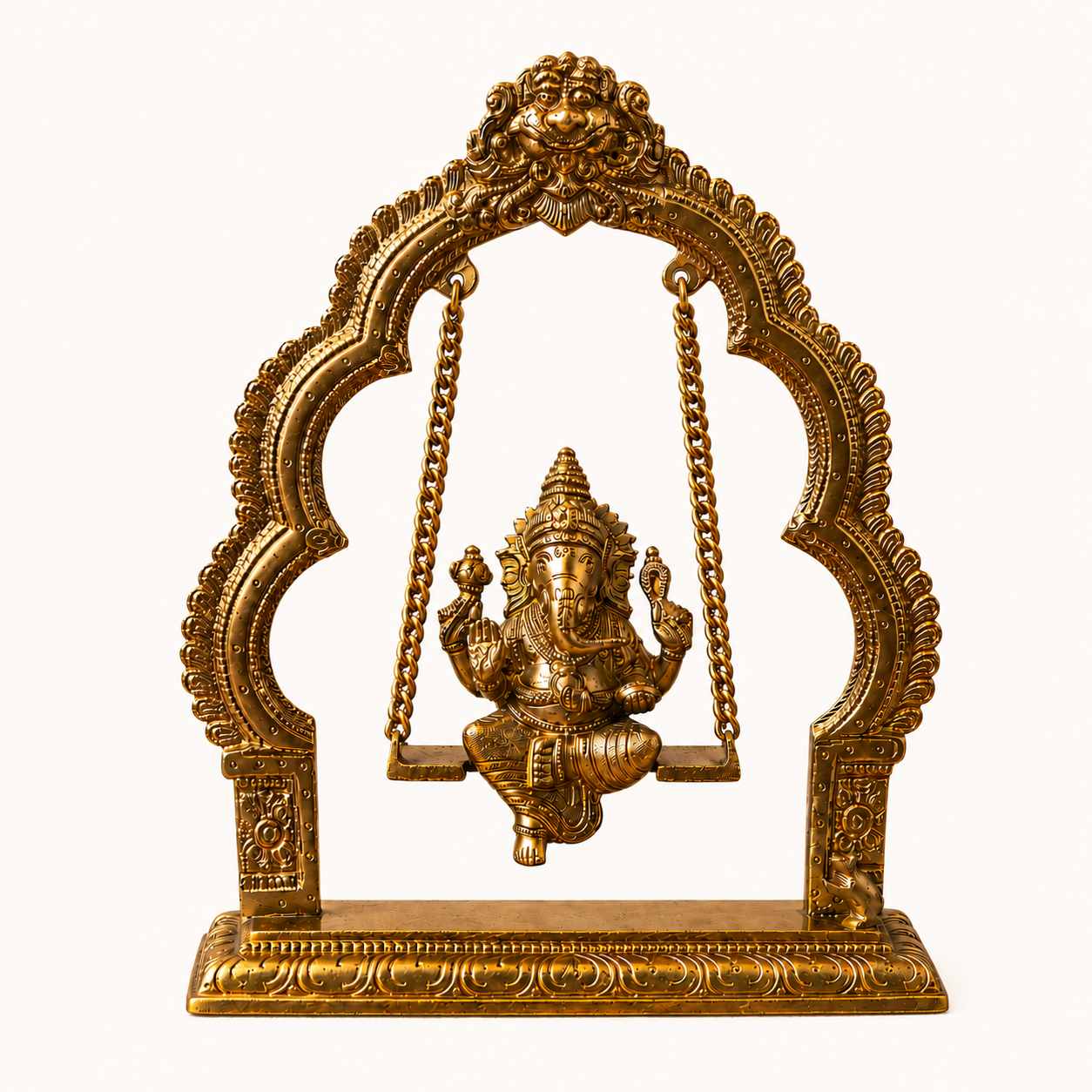 Brass Ganesha Jhula Idol | Lord Ganesh Swing Statue for Home Temple